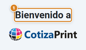 Saludo Bienvenido a con el logo de CotizaPrint en la pantalla de Inicio de CotizaPrint, el ERP para imprentas