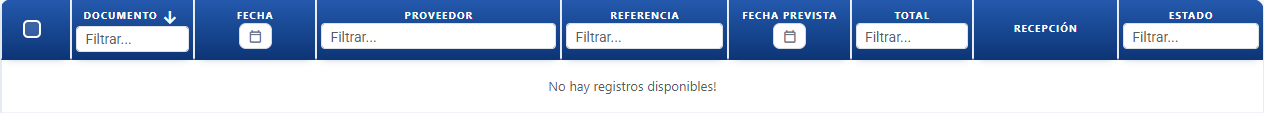 Lista de encomendas de compra a fornecedor com o seu estado de receção no CotizaPrint
